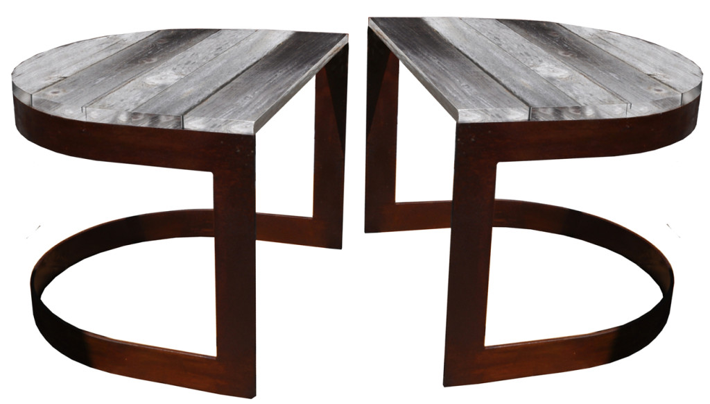 10010 Irwo Ta Reclaimed Wood U Shaped Side Table Pair Lighting – ADG Lighting